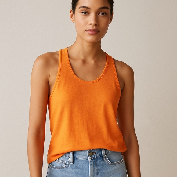 Wilfred Free Linen-Blend Racerback Tank Top S Bright Orange - Picture 2 of 9